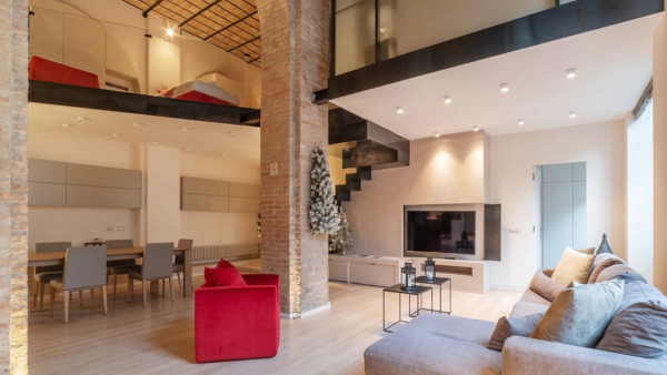 L'open space del loft Sabbia