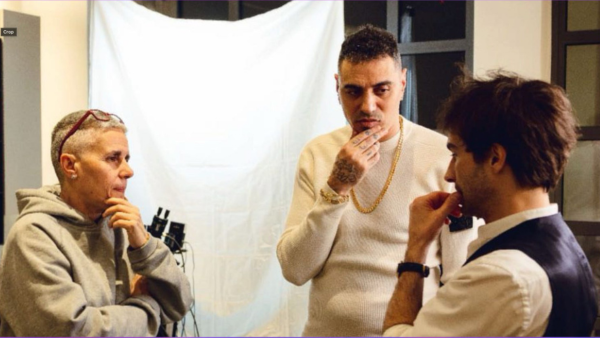 Francesco Oggiano, Marracash e Paola Zukar sul set di Fuori dalla Bolla